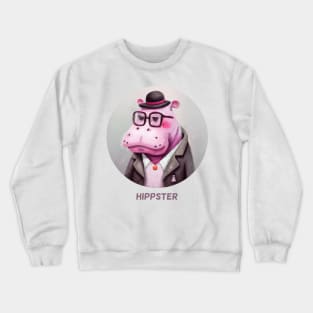 Hippster Hippo Hipster Crewneck Sweatshirt